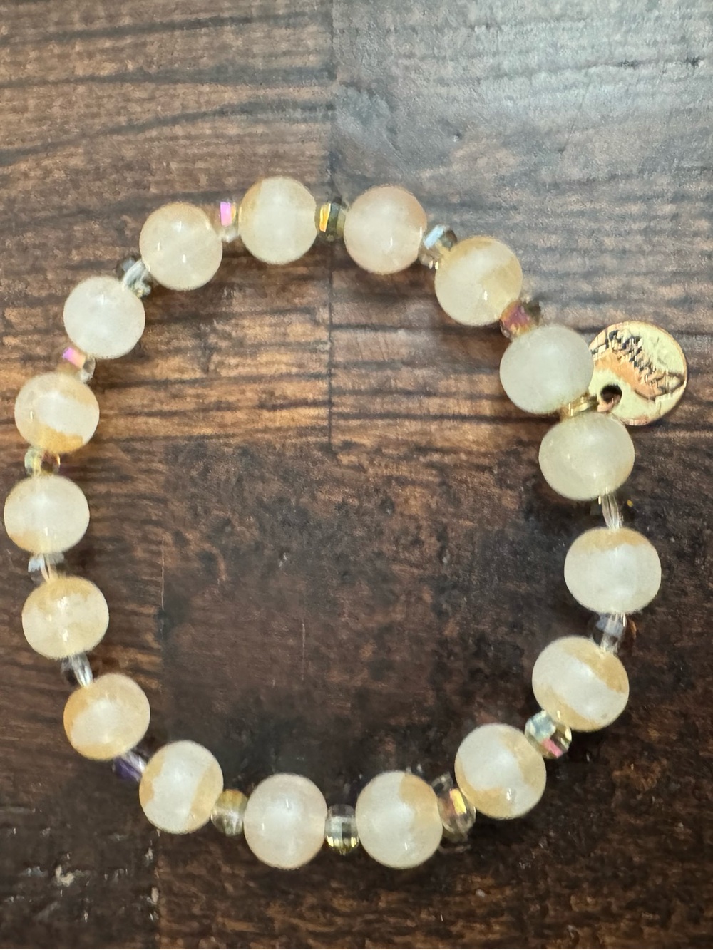Erimish Delicate Pastel Beaded Stretch Bracelet Stack - Pink, Cream & Gold - Picture 6 of 10